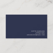 Einfaches klassisches Elegant | Name des dunkelbla Visitenkarte (Rückseite)