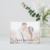 Einfaches klassisches Foto Save the Date Ankündigungspostkarte (Stehend Vorderseite)