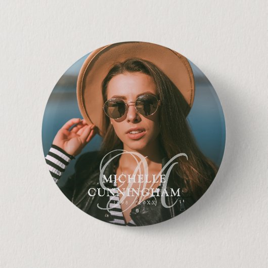 Einfaches klassisches Foto zur Beerdigung Button (Vorderseite)