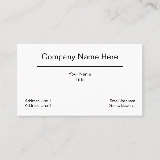 Einfaches klassisches generisches Geschäftsdesign Visitenkarte (Vorderseite)