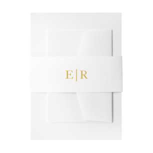 Einfaches klassisches Gold-Monogramm Elegante Hoch Einladungsbanderole