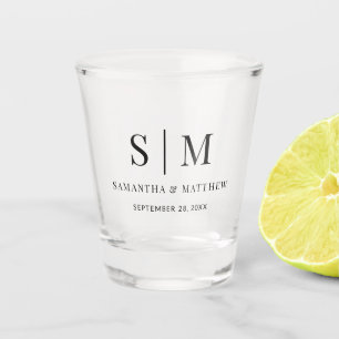 Einfaches Klassisches Monogramm Elegante Hochzeit Schnapsglas