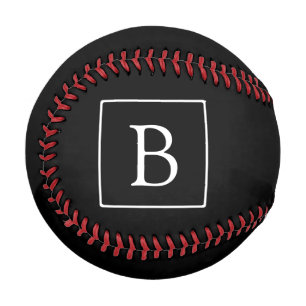 Einfaches Klassisches Monogramm   Schwarz mit weiß Baseball