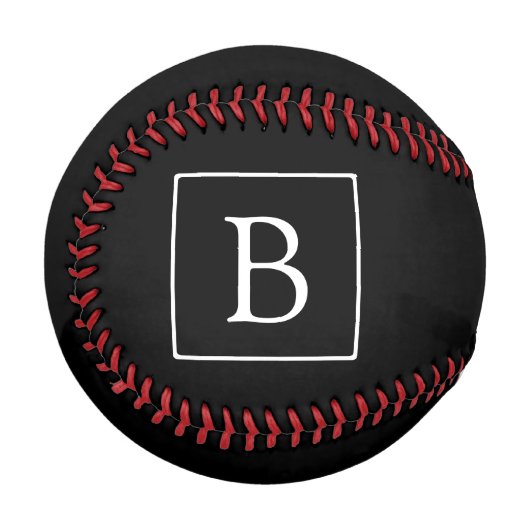 Einfaches Klassisches Monogramm | Schwarz mit weiß Baseball (Vorderseite Links)