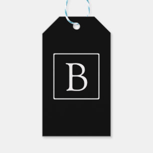 Einfaches Klassisches Monogramm   Schwarz mit weiß Geschenkanhänger