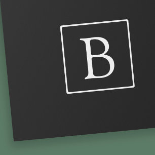 Einfaches Klassisches Monogramm Schwarz mit weiß Geschenkpapier