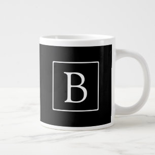 Einfaches Klassisches Monogramm Schwarz mit weiß Jumbo-Tasse
