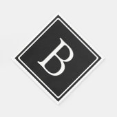 Einfaches Klassisches Monogramm | Schwarz mit weiß Serviette (Ecke)