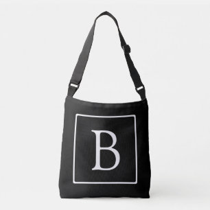 Einfaches Klassisches Monogramm Schwarz mit weiß Tragetaschen Mit Langen Trägern
