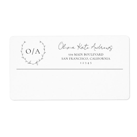 Einfaches klassisches Monogramm-Wreath-Elegant (Vorne)