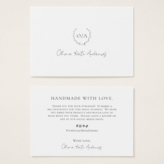 Einfaches klassisches Monogramm-Wreath-Elegant (Vorne & Hinten)