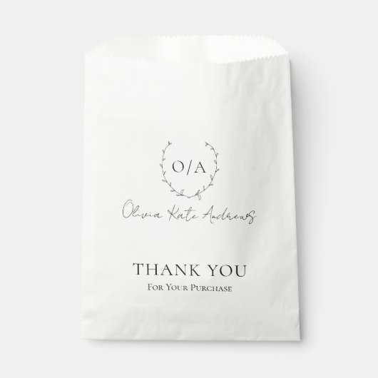 Einfaches klassisches Monogramm-Wreath-Elegant Geschenktütchen (Vorderseite)