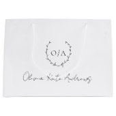 Einfaches klassisches Monogramm-Wreath-Elegant Große Geschenktüte (Vorderseite)