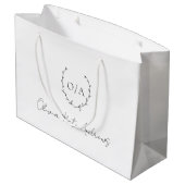 Einfaches klassisches Monogramm-Wreath-Elegant Große Geschenktüte (Rückseite Schrägansicht)