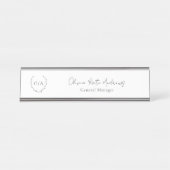 Einfaches klassisches Monogramm-Wreath-Elegant Schreibtischnamensplakette (Vorderseite )