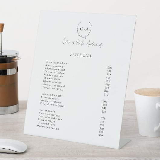 Einfaches klassisches Monogramm-Wreath-Elegant Sockelschild (In Situ)