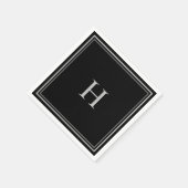 Einfaches klassisches Schwarz mit grauem Monogramm Serviette (Ecke)