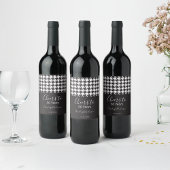Einfaches klassisches Schwarz-Weiß-Hahnentrittmust Weinetikett