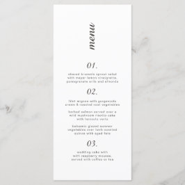 Einfaches, klassisches Schwarz-Weiß-Hochzeitsmenü Menükarte