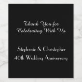 Einfaches klassisches Schwarz-Weiß-Jubiläum-Party Weinetikett (Einzelnes Label)