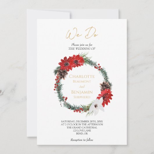 Einfaches klassisches Weihnachtsformat für Hochzei Einladung (Vorderseite)