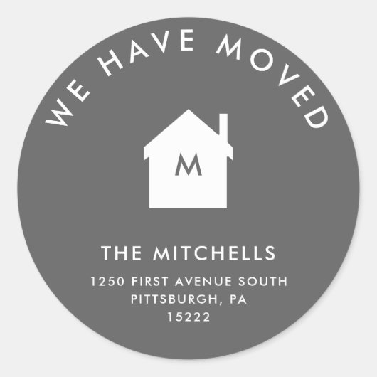 Einfaches klassisches Weiß- und Grau-Haus | Neue A Runder Aufkleber (Vorderseite)