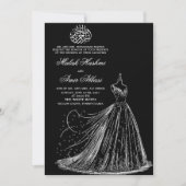 Einfaches Kleid Schwarz Islamische Hochzeit Invita Einladung (Vorderseite)