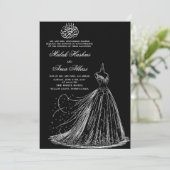 Einfaches Kleid Schwarz Islamische Hochzeit Invita Einladung (Stehend Vorderseite)