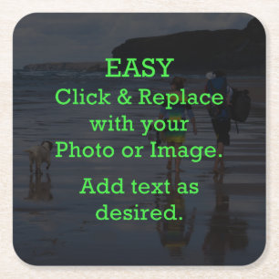 Einfaches Klicken u. ersetzt Bild, um Ihre Selbst Rechteckiger Pappuntersetzer