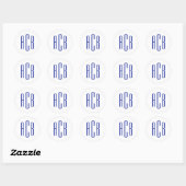 Einfaches königsblaues drei-Buchstaben-Monogramm Runder Aufkleber (Blatt)