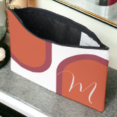 Einfaches Korallenmagenta mit rosa Streifen mit Mo Zubehörtasche