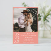 Einfaches Korallenrosa Modernes Minimales Foto Hoc Save The Date (Stehend Vorderseite)
