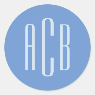 Einfaches Kornblumenblau-Dreibuchstaben-Monogramm Runder Aufkleber