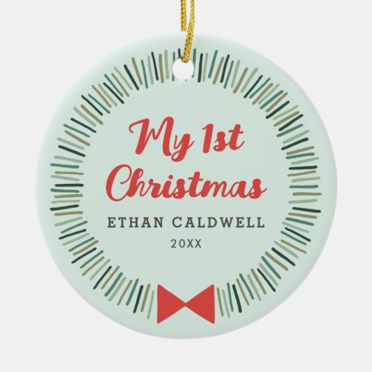 Einfaches Kranz Erster Weihnachtsschmuck - Minze (Vorne)