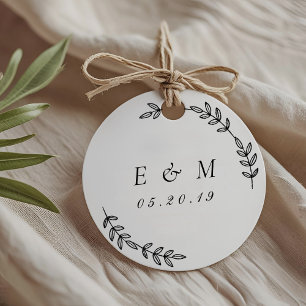 Einfaches Kranz-Hochzeitsmonogramm Geschenkanhänger