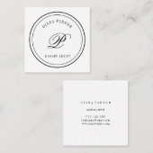 Einfaches Kreis-Logo-Monogramm Schwarzweiss Quadratische Visitenkarte (Vorne/Hinten)