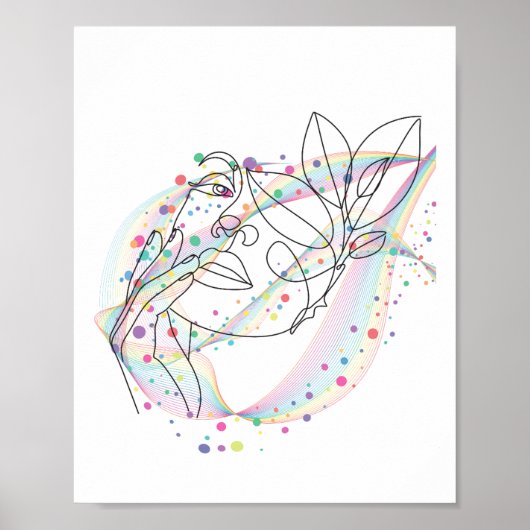 Einfaches, künstlerisches Gesicht-Design mit Linie Poster (Vorne)