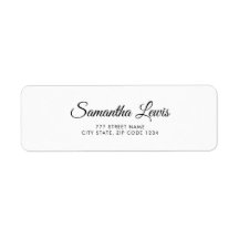 Einfaches Label für Elegante Skriptrückgabeadresse
