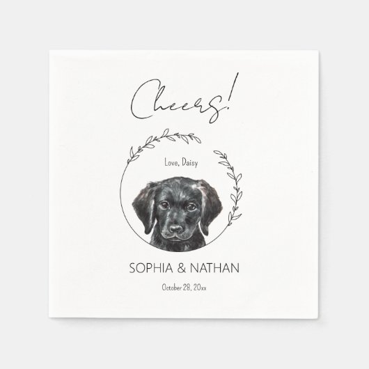 Einfaches Labrador Retriever Welppy Wedding Cockta Serviette (Vorderseite)