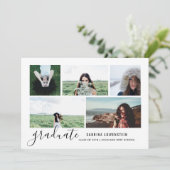 Einfaches Lässiges Chic-Graduiertenskript mit fünf Einladung (Stehend Vorderseite)