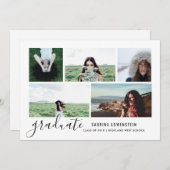 Einfaches Lässiges Chic-Graduiertenskript mit fünf Einladung (Vorne/Hinten)