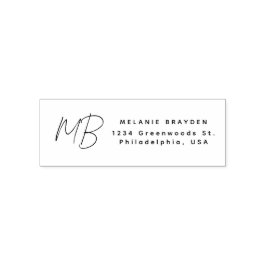 Einfaches Lässiges Skript Zwei Monogram Office Mit Permastempel