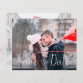 Einfaches Lässiges SkriptWedding-Foto Save the Dat (Vorne/Hinten)