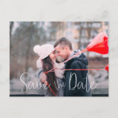Einfaches Lässiges SkriptWedding-Foto Save the Dat Ankündigungspostkarte (Vorderseite)