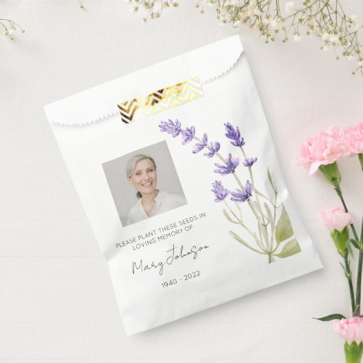 Einfaches Lavendel-Foto-Trauer-Samen Geschenktütchen (Versiegelt)