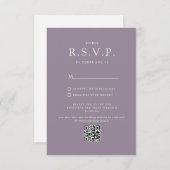 Einfaches Lavendel Minimalistischer QR CODE Hochze RSVP Karte (Vorne/Hinten)