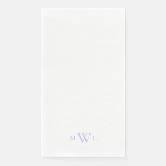 Einfaches Lavendel-Monogramm Hochzeit Serviette (Vorderseite)