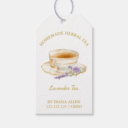Einfaches Lavendel-Tee-Hängeschild l Weiß Geschenkanhänger (Vorderseite)