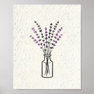 Einfaches Lavendelbouquet in einer antiken Glasfla Poster