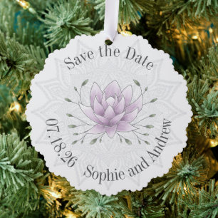 Einfaches Leaf & Lotus mit Mandala Save the Date Ornament Karte